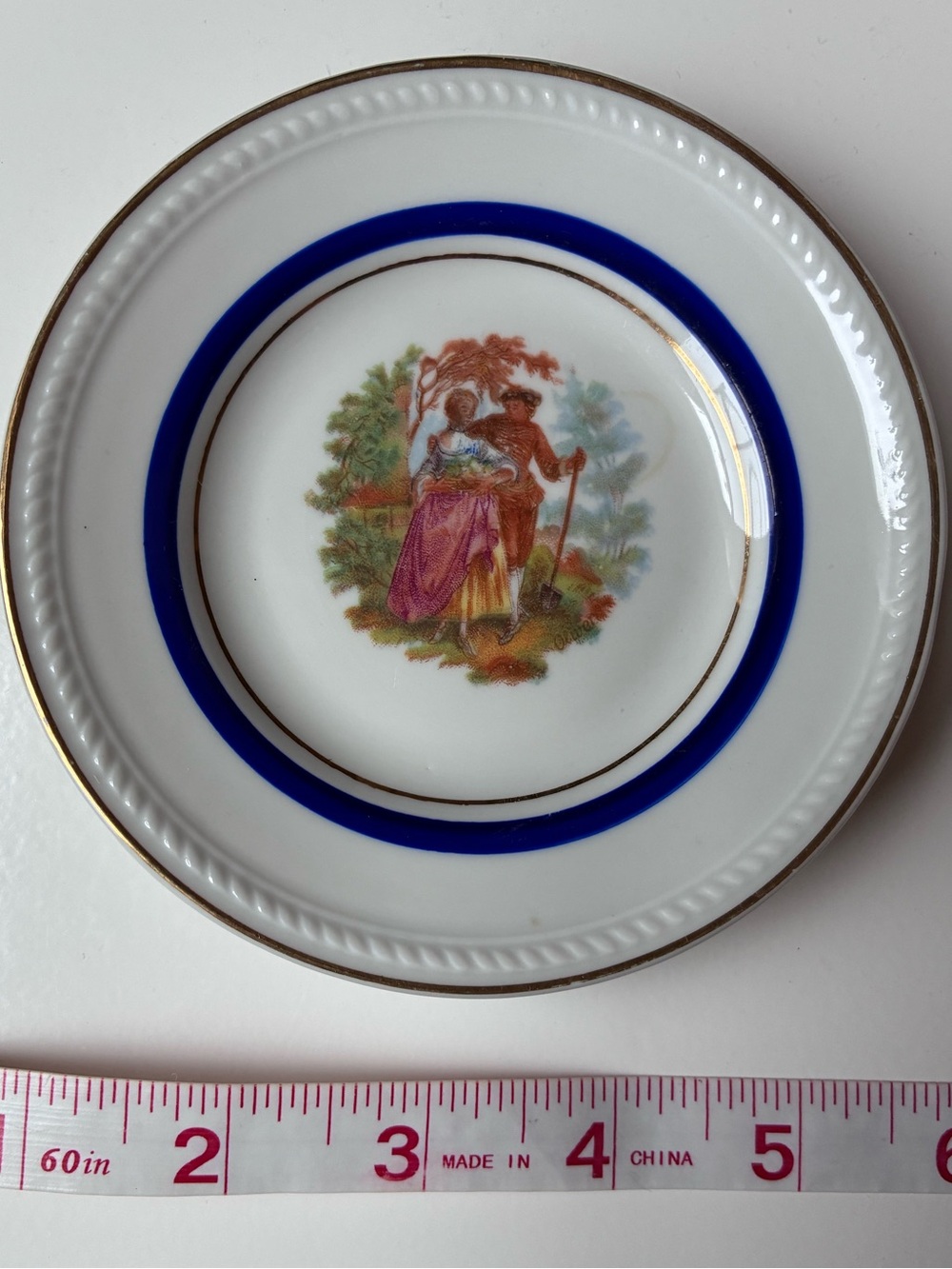 Antique Porcelain Dessert Plate Blue and Gold Trim - Schwarzenhammer Bavaria - Picture 3 of 3